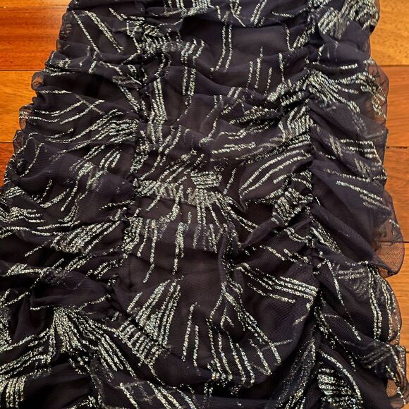 Y2k Strapless Mini Dress Bodycon Sparkly Ruched Sz XS Party Club HOCO Event - Picture 7 of 9